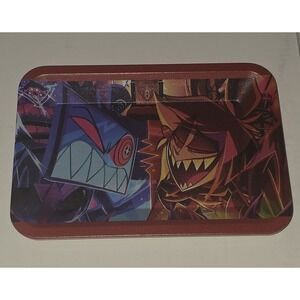 Alastor x Vox Small Metal Rolling Tray 7x5 Hazbin Hotel Utility Tin Valet Tray